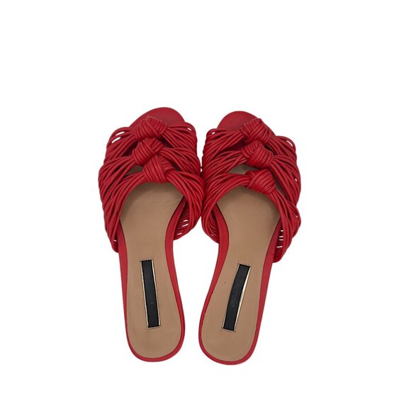 Kensie Kylee Red Braided Knot Slide Sandals Size 6.5 - Picture 2 of 6